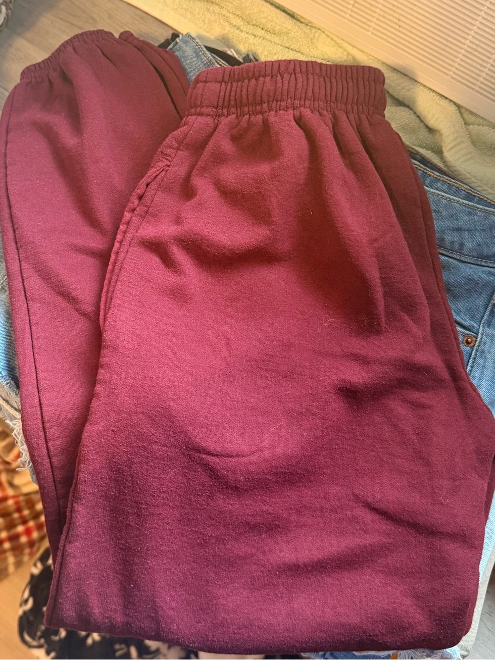 Cozy Maroon Elastic Waist Joggers Comfy
